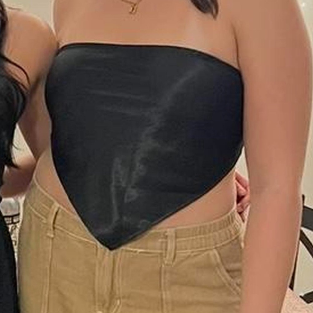Black Satin Crop Top